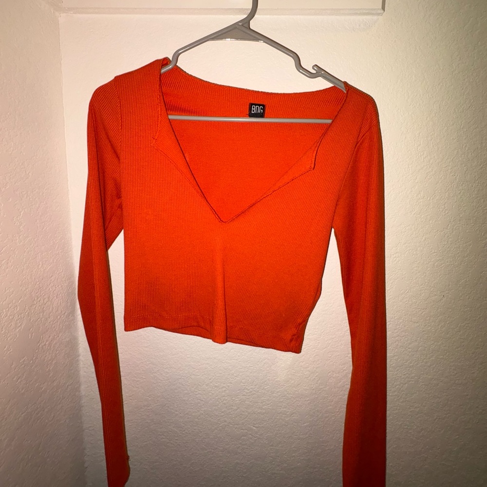 BDG Orange V-Neck Crop Top